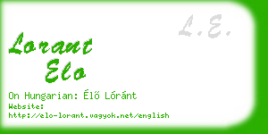lorant elo business card