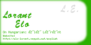 lorant elo business card